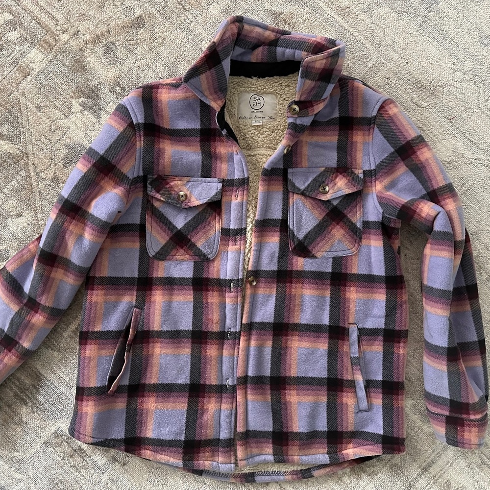 Sage Collective Sherpa Shirt Jacket Small